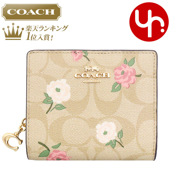 楽天インポートコレクションYRコーチ COACH 財布 二つ折り財布 FCR969 CR969 ライトカーキ×チョークマルチ 特別送料無料 シグネチャー フラワー プリント C チャーム スナップ ラウンド ジップ ウォレット アウトレット品レディース ブランド 通販 2024SS