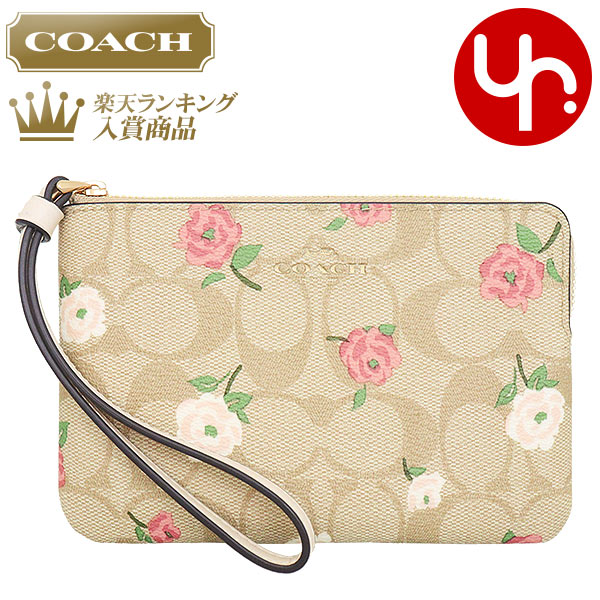 アクセサリーポーチ 【26時間限定ポイント10倍】コーチ COACH 小物 ポーチ FCR973 CR973 ライトカーキ×チョークマルチ 特別送料無料 シグネチャー コーテッド キャンバス レザー フローラル プリント コーナー ジップ リストレット アウトレット品レディース ブランド 通販 2024SS