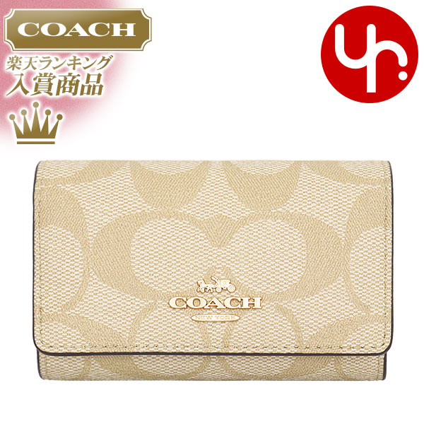 コーチ（COACH) 【26時間限定ポイント2倍】コーチ COACH 小物 キーケース F77998 77998 ライトカーキ×ローズ 特別送料無料 シグネチャー 5連 キーケース アウトレット品レディース ブランド 通販 2024SS