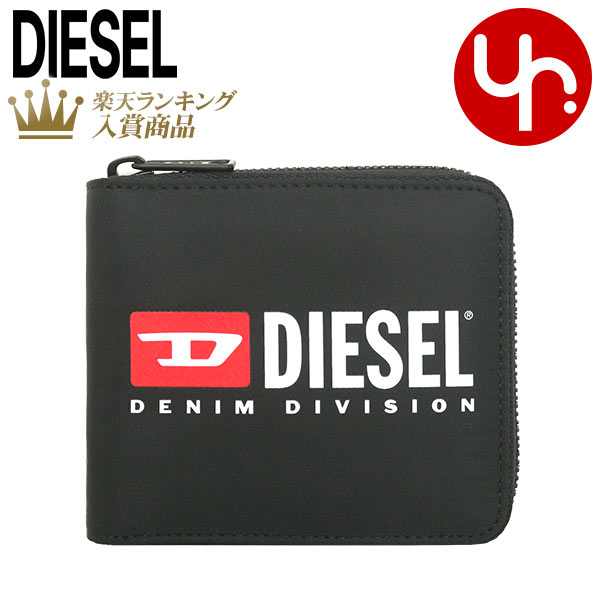 ディーゼル 二つ折り財布（メンズ） ディーゼル DIESEL 財布 二つ折り財布 X09541 P5480 ブラック 特別送料無料 RINKE ポリエステル デニム ディビジョン ロゴ バイフォールド ジップ アラウンド コイン ウォレットメンズ ブランド 通販 2023SS