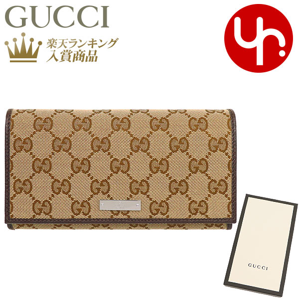 グッチ 財布（レディース） 【78時間限定ポイント2倍】グッチ GUCCI 財布 長財布 244946 KY9IR ベージュ×ダークブラウン 特別送料無料 GG キャンバス レザー メタルバー フラップ ウォレット レディース ブランド 通販