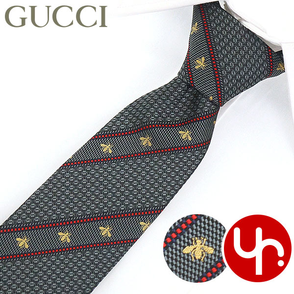 グッチ GUCCI アパレル ネクタイ 451528 4E002 グレー×レッド 特別送料無料 LABOUR ビー ウェブ ライン ストライプ シルク ネクタイメンズ ブランド 通販