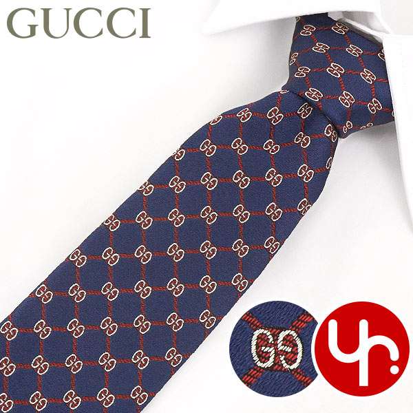 グッチ GUCCI アパレル ネクタイ 625461 4E002 ネイビー×レッド 特別送料無料 GUSHION GG ランバス モチーフ シルク ネクタイメンズ ブランド 通販