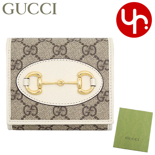 【72時間限定ポイント2倍】グッチ GUCCI 財布 二つ折り財布 621891 92TCG ベージュ×ホワイト 特別送料無料 GGスプリームキャンバス レザー ホースビット バイフォールド ウォレットレディース ブランド 通販 L型