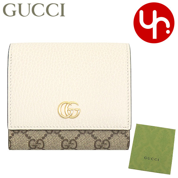 【72時間限定ポイント2倍】グッチ GUCCI 財布 二つ折り財布 598587 17WAG ホワイト×ベージュエボニー 特別送料無料 プチ GG マーモント スプリーム キャンバス レザー コンパクト ウォレットレディース ブランド 通販 L型