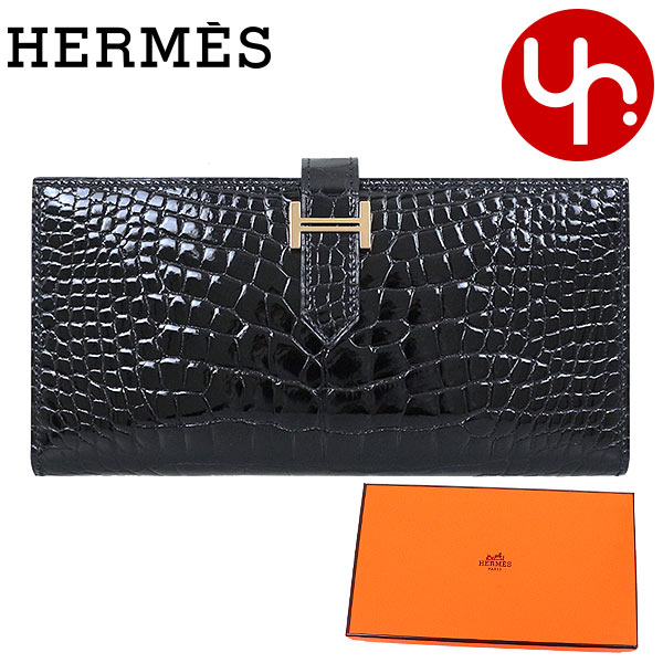 エルメス HERMES 財布 長財布 ブラック 送料無料 ベアンスフレ アリゲーター ローズゴールド金具 A刻印メンズ レディース ブランド 通販 2020 母の日 あす楽