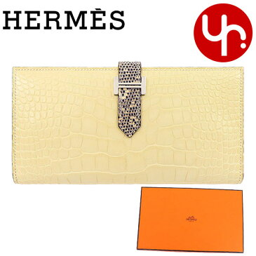 エルメス HERMES 財布 長財布 バニラ 送料無料 ベアン スフレ アリゲーターマット リザードナチュラ シルバー金具 A刻印レディース ブランド 通販 2020 新春 あす楽