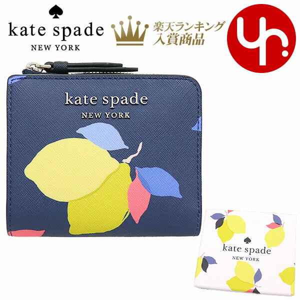ケイトスペード kate spade 財布 二つ折り財布 WLRU6246 リバーブルーマルチ 特別送料無料 キャメロン レモン ゼスト レザー スモール L ジップ ビルフォールド ウォレット (ボックス付き） アウトレットレディース ブランド 通販 2021 母の日のサムネイル