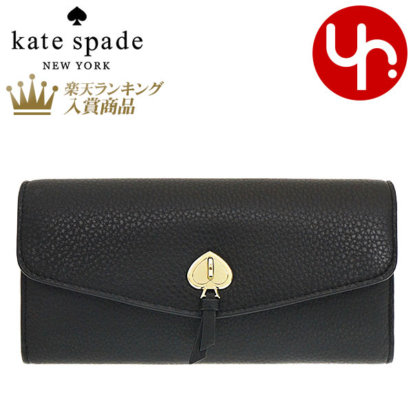 ケイト・スペード ニューヨーク 財布（レディース） 【76時間限定ポイント5倍】ケイトスペード kate spade 財布 長財布 K6402 ブラック 特別送料無料 マーティ ペブルド レザー ラージ スリム フラップ ウォレット アウトレット品レディース ブランド 通販