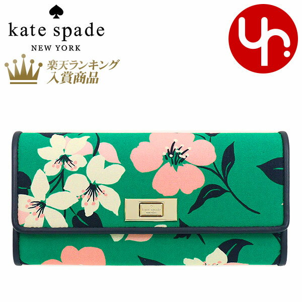 ケイトスペード kate spade 財布 長財布 K7183 グリーンマルチ 特別送料無料 ルシア リリー ブルーム プリント キャンバス ラージ スリム フラップ ウォレット アウトレット品レディース ブランド 通販 2022SS クリスマス