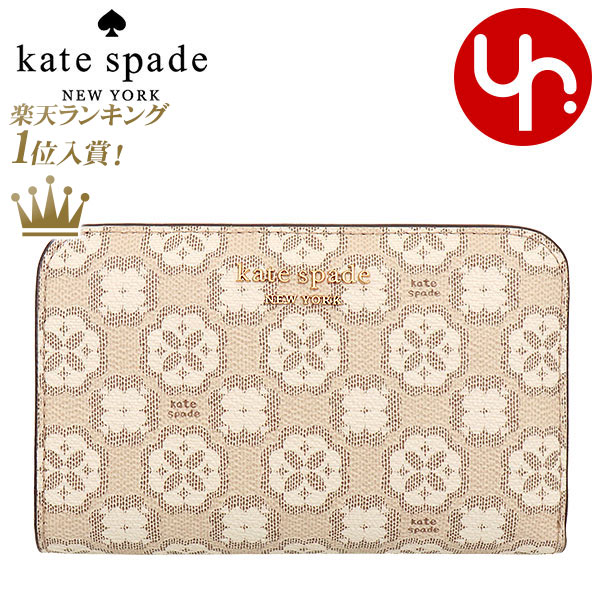 ケイト・スペード ニューヨーク 財布（レディース） 【76時間限定ポイント10倍】ケイトスペード kate spade 財布 二つ折り財布 K8944 ナチュラルマルチ 特別送料無料 スペード フラワー モノグラム PVC コーテッド キャンバス コンパクト ウォレットレディース ブランド 通販 L型