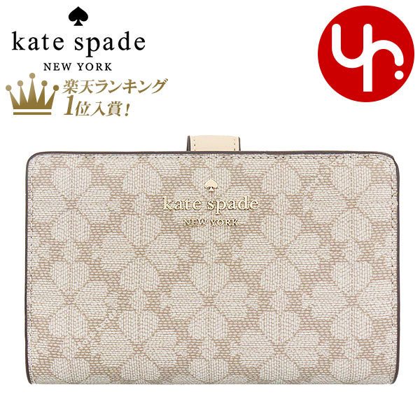 ケイト・スペード ニューヨーク 二つ折り財布 レディース 【48時間限定ポイント5倍】ケイトスペード kate spade 財布 二つ折り財布 KG488 ダークベージュマルチ 特別送料無料 スペード フラワー PVC コーテッド キャンバス ミディアム コンパクト バイフォールド ウォレット アウトレット品レディース ブランド 通販 L型 2023AW