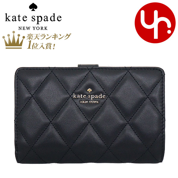 ケイト・スペード ニューヨーク 財布（レディース） 【48時間限定ポイント2倍】ケイトスペード kate spade 財布 二つ折り財布 KG424 ブラック 特別送料無料 キャリー スムース キルテッド レザー ミディアム コンパクト バイフォールド ウォレット アウトレット品レディース ブランド 通販 L型 2024SS