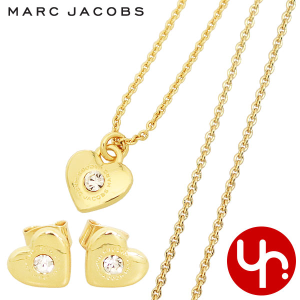 マークジェイコブス ピアス 【26時間限定ポイント2倍】マークジェイコブス Marc Jacobs アクセサリー ネックレス J341MT1PF21 ゴールド×クリスタル 特別送料無料 ハート アンド スター ハート ネックレス アンド ピアス 2点セット アウトレット品レディース ブランド 通販