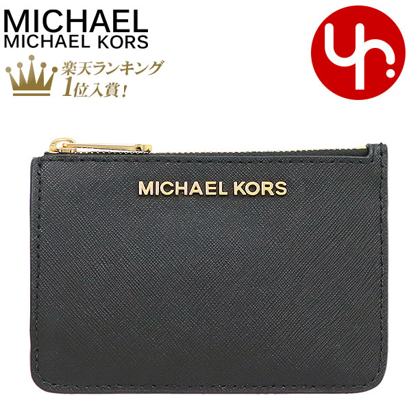 マイケル・コース 革小銭入れ レディース 【26時間限定ポイント2倍】マイケルコース MICHAEL KORS 財布 コインケース 35F7GTVU1L ブラック 特別送料無料 ジェット セット トラベル レザー スモール トップ ジップ ID キーリング コイン ポーチ アウトレットレディース ブランド 通販