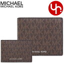 マイケルコース MICHAEL KORS 財布 二つ折り財布 36U9LCRF6B ブラウン×ブラック 特別送料無料 クーパー シグネチャー ビルフォールド ダブル パスケース ウォレット アウトレットメンズ ブランド 通販