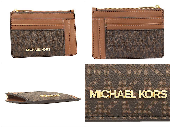 【53時間限定ポイント10倍】マイケルコース MICHAEL KORS 財布 コインケース 35T1GTVD1B ブラウン 特別送料無料 ジェット セット トラベル シグネチャー スモール ダブル サイド カードケース ウォレット アウトレット品レディース ブランド 通販 2021SS バレンタイン