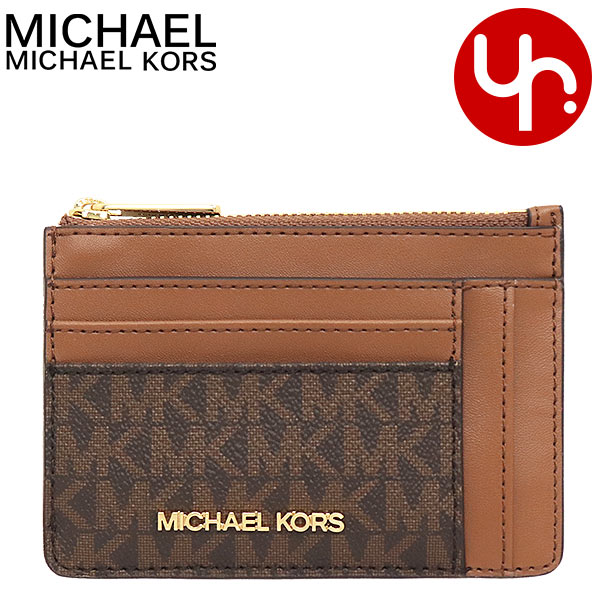 【53時間限定ポイント10倍】マイケルコース MICHAEL KORS 財布 コインケース 35T1GTVD1B ブラウン 特別送料無料 ジェット セット トラベル シグネチャー スモール ダブル サイド カードケース ウォレット アウトレット品レディース ブランド 通販 2021SS バレンタイン
