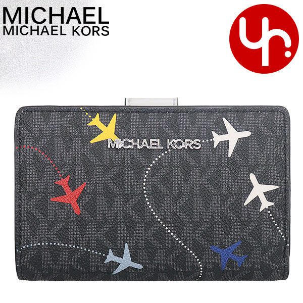 楽天インポートコレクションYRマイケルコース MICHAEL KORS 財布 二つ折り財布 35R5STVF6V ブラック 特別送料無料 ジェット セット トラベル シグネチャー ジェット プリント ミディアム ウォレット アウトレット品レディース ブランド 通販 L型 2024AW