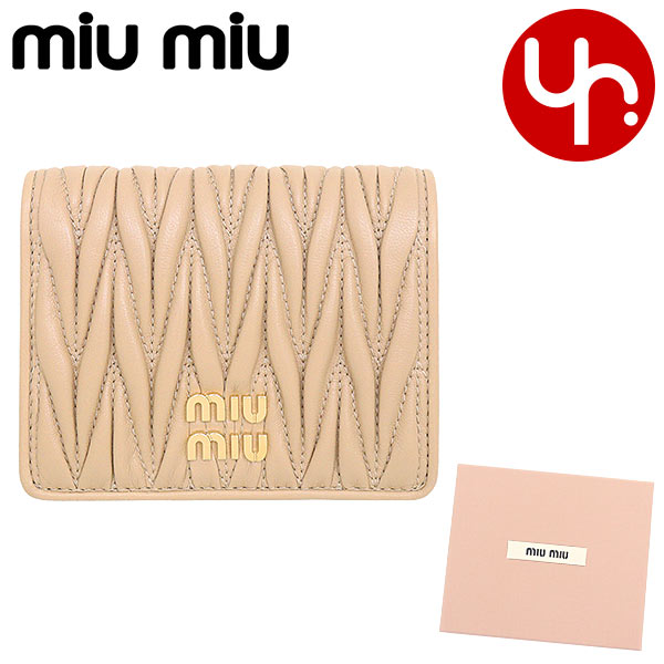 【76時間限定ポイント2倍】ミュウミュウ miumiu 財布 二つ折り財布 5MV204 2FPP サッビア 特別送料無料 マテラッセ レザー メタル ロゴ バイフォールド コンパクト ウォレットレディース ブランド 通販 2023AW