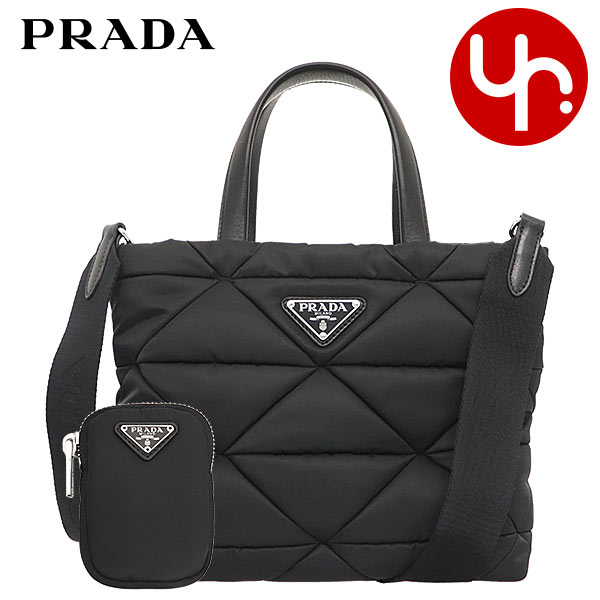 プラダ PRADA バッグ トートバッグ 1BG373 2DJN O1O ネロ 特別送料無料 テスート キルティング ナイロン トライアングル ロゴ トートバッグ ポーチ付き レディース ブランド 通販 斜めがけのサムネイル