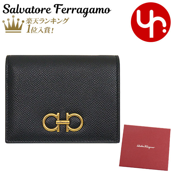 フェラガモ 財布（レディース） サルヴァトーレ フェラガモ Salvatore Ferragamo 財布 二つ折り財布 22 D780 ネロ 特別送料無料 ダブル ガンチーニ カーフ レザー バイフォールド コンパクト ウォレットレディース ブランド 通販