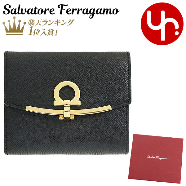 フェラガモ 財布（レディース） サルヴァトーレ フェラガモ Salvatore Ferragamo 財布 二つ折り財布 22 C877 ネロ 特別送料無料 ガンチーニ クリップ クロージャー カーフ レザー バイフォールド ウォレットレディース ブランド 通販