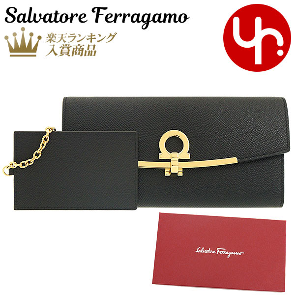 サルヴァトーレ・フェラガモ 財布（レディース） サルヴァトーレ フェラガモ Salvatore Ferragamo 財布 長財布 22 D150 ネロ 特別送料無料 ガンチーニ クリップ クロージャー カーフ レザー ロング ウォレット カードケース付きレディース ブランド 通販