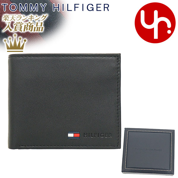 トミーヒルフィガー 財布（メンズ） トミー ヒルフィガー TOMMY HILFIGER 財布 二つ折り財布 31TL25X016 ブラック 特別送料無料 STOCKTON ジェニュイン レザー コイン パース バイフォールド ウォレットメンズ ブランド 通販