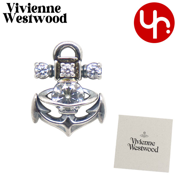 ヴィヴィアン ウエストウッド Vivienne Westwood アクセサリー ピアス 6201032M 0050 オキシシルバー×ホワイトクリア 特別送料無料 アンカーモチーフ シングル ピアスメンズ レディース ブランド 通販 2023AW