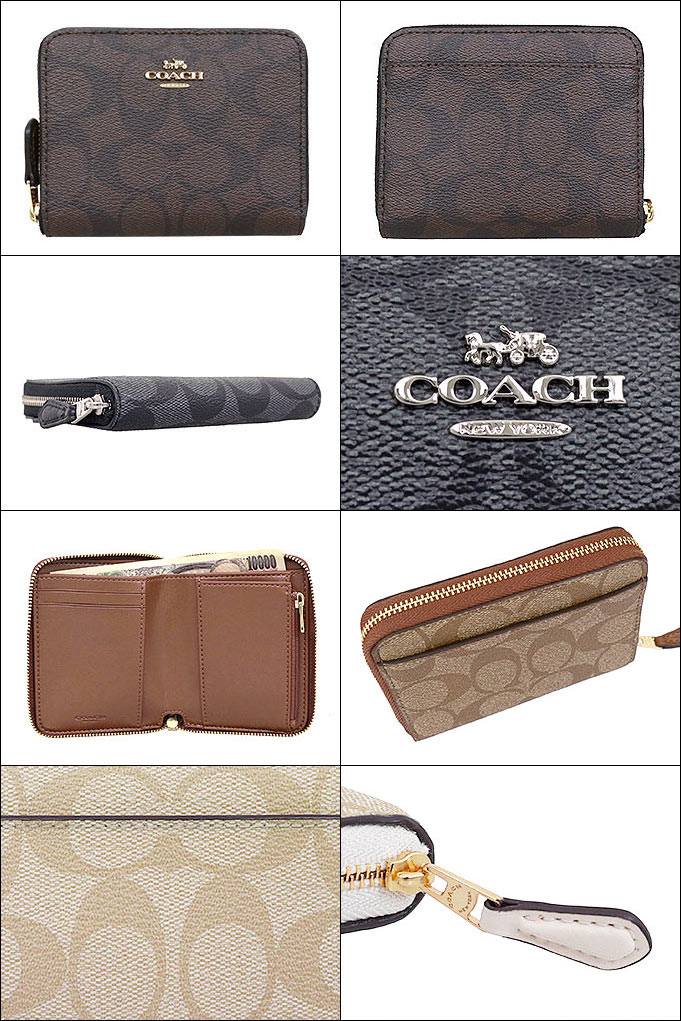 コーチ COACH 財布 二つ折り財布 F30308 特別送料無料 コーチ シグネチャー PVC レザー スモール ジップ アラウンド ウォレット アウトレット品レディース ブランド 通販 2020 父の日 ギフト あす楽