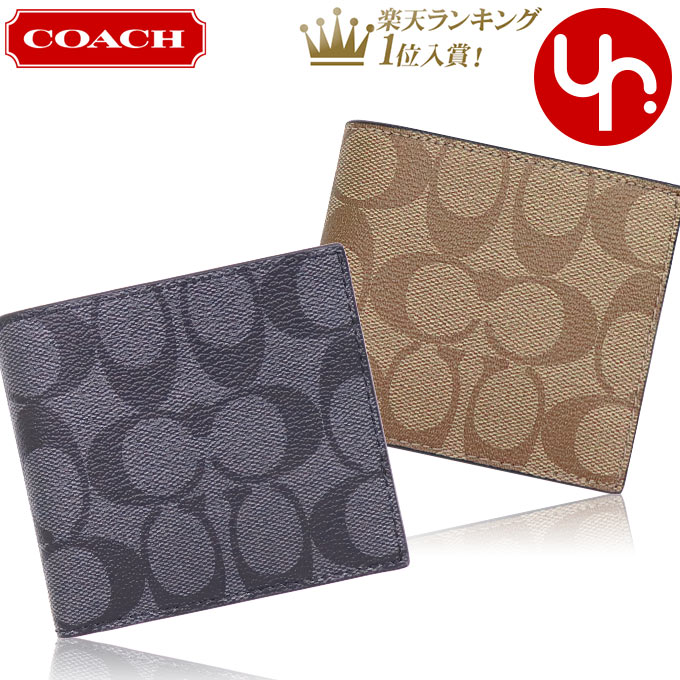 コーチ 【ポイント2倍 6/4 21時-6/6 0時迄】コーチ COACH 財布 二つ折り財布 F66551 66551 特別送料無料 コーチ シグネチャー PVC レザー ID ビルフォールド ウォレット アウトレットメンズ ブランド 通販