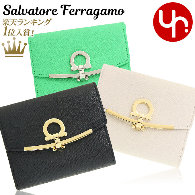 サルヴァトーレ フェラガモ Salvatore Ferragamo 財布 二つ折り財布 22 C877 特別送料無料 ガンチーニ クリップ クロージャー カーフ レザー バイフォールド ウォレットレディース ブランド 通販