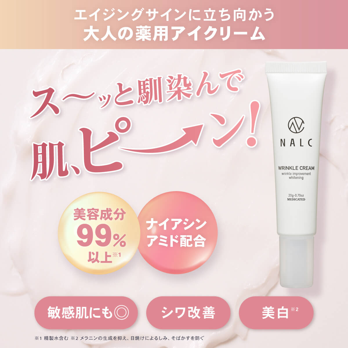 【今だけP20倍!】【LDKベストバイ受賞シリーズ】アイクリーム シワ改善 × 美白 ナイアシンアミド 目元美容液 目元クリーム 目元ケア 美容液 NALC ナルク ホワイト リンクルクリーム メンズ レディース スキンケア 目の下のたるみ くま シミ ほうれい線 くすみ を防ぐ