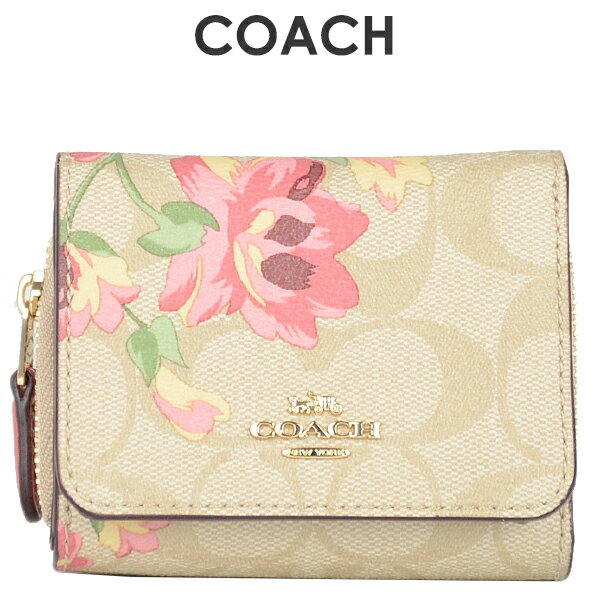 コーチ COACH レディース 財布 三つ折り財布 F75922 IMOE3(ライトカーキ×ピンクマルチ)