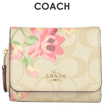 コーチ COACH レディース 財布 三つ折り財布 F75922 IMOE3(ライトカーキ×ピンクマルチ)