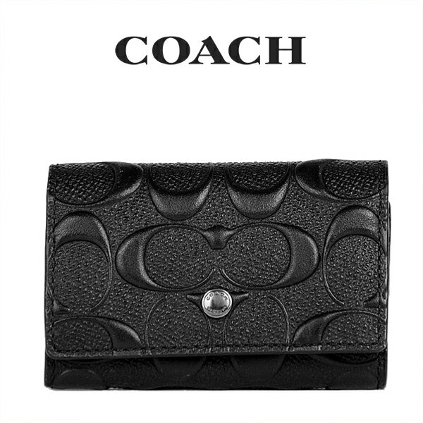 コーチ キーケース 【わけあり】コーチ COACH アウトレット メンズ 小物 キーケース F76986 QB/BK(ブラック) シグネチャー 【在庫処分】