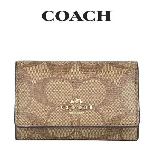 コーチ キーケース コーチ COACH アウトレット レディース 小物 キーケース F77998 IME74(カーキ×サドル2) シグネチャー【FKS】