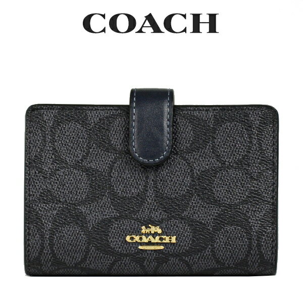 ★ コーチ COACH アウトレット レディース 財布 二つ折り財布 33034 LIE3B(ネイビー系) シグネチャー【在庫処分】