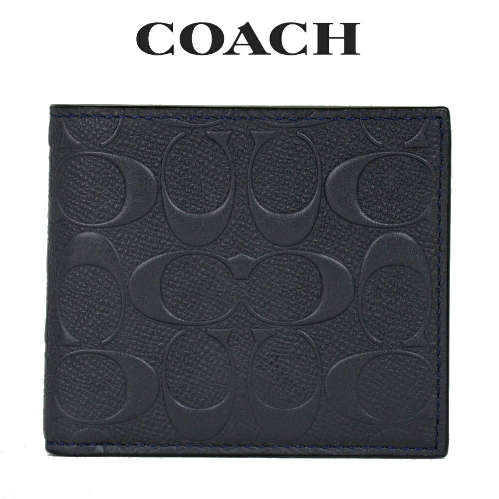 ★ コーチ COACH アウトレット メンズ 財布 二つ折り財布 25610 MID(ミッドナイト) シグネチャー【在庫処分】