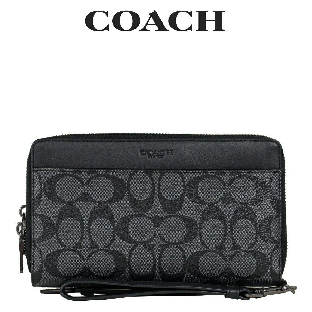 コーチ 結婚式向きバッグ メンズ コーチ COACH アウトレット メンズ バッグ セカンドバッグ オーガナイザー F66562 QBMI5(チャコール×ブラック) シグネチャー