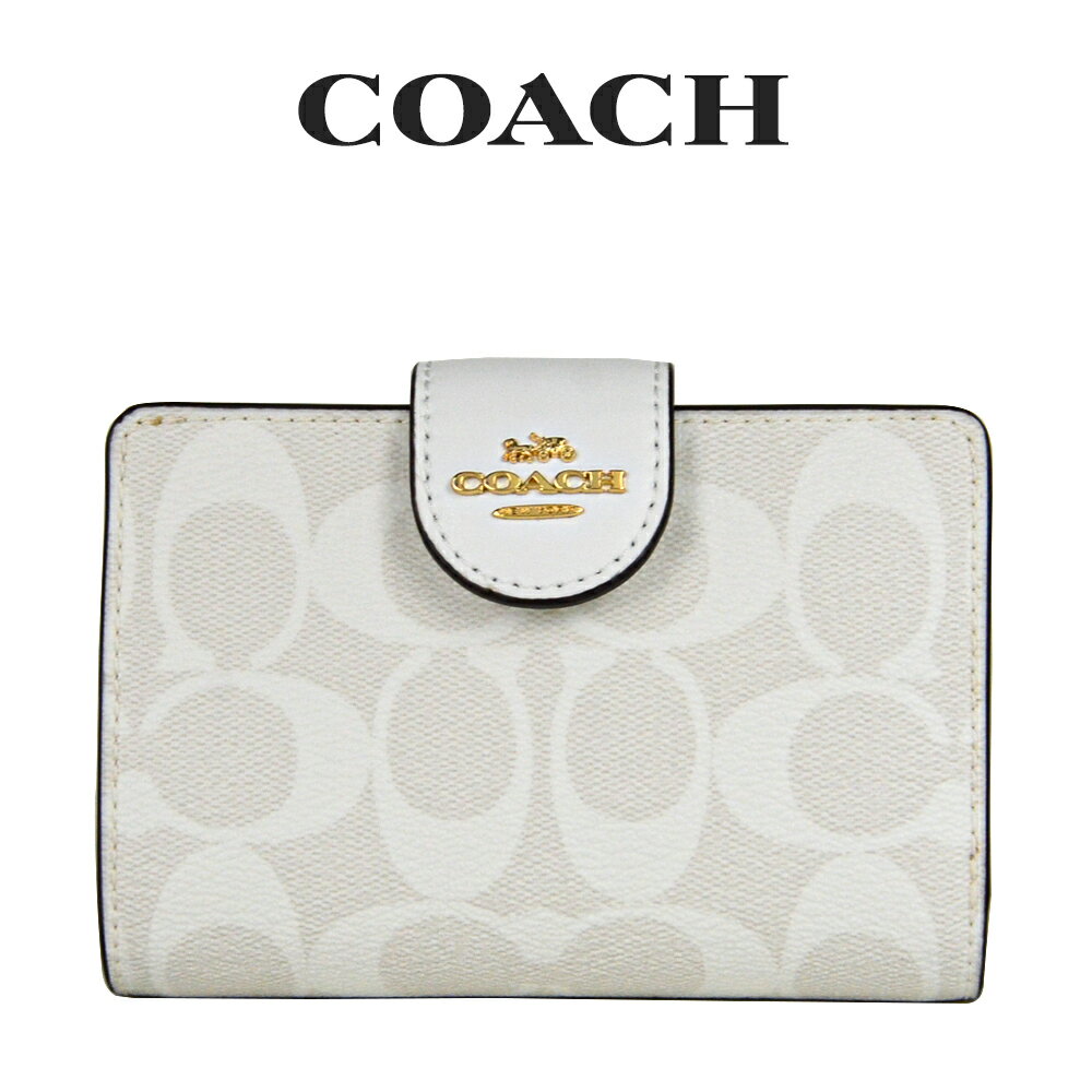 コーチ COACH アウトレット レディース 財布 二つ折り財布 C0082 IMRFF(チョーク×グレイシャーホワイト) シグネチャー