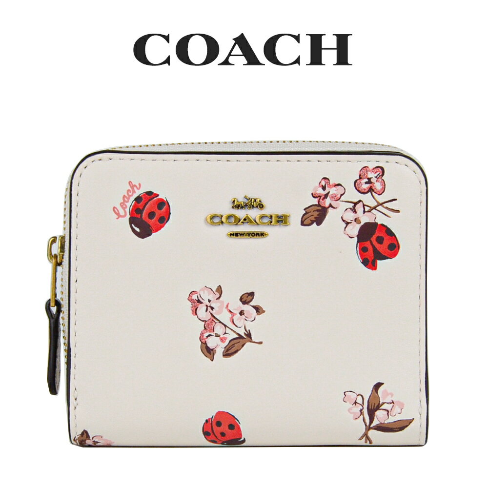 コーチ COACH アウトレット レディース 財布 二つ折り財布 6412 B4RRL(ブラス×チョーク パウダー ピンク マルチ) 花柄【FKS】