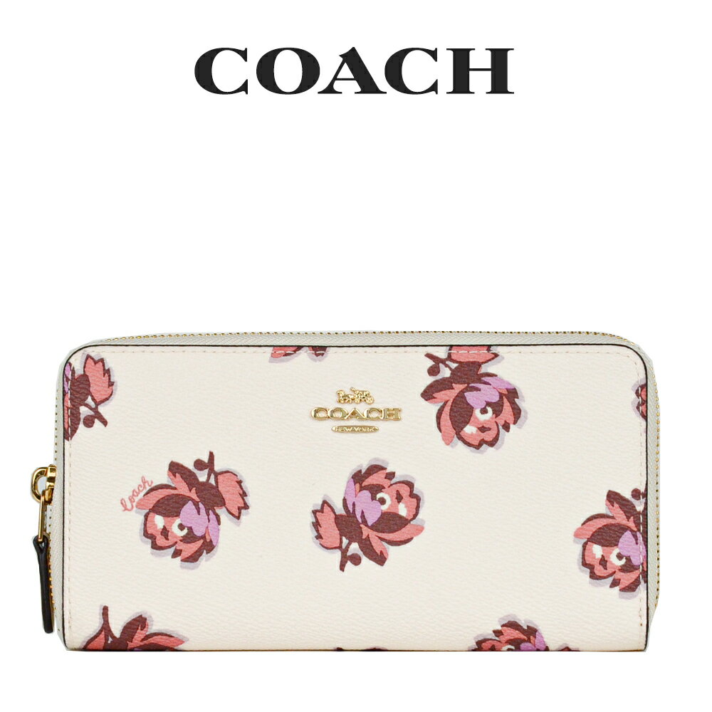 コーチ COACH レディース 財布 ラウンドジップ長財布 長財布 79814 GDPLF(ゴールド×チョークフローラルプリント) 花柄