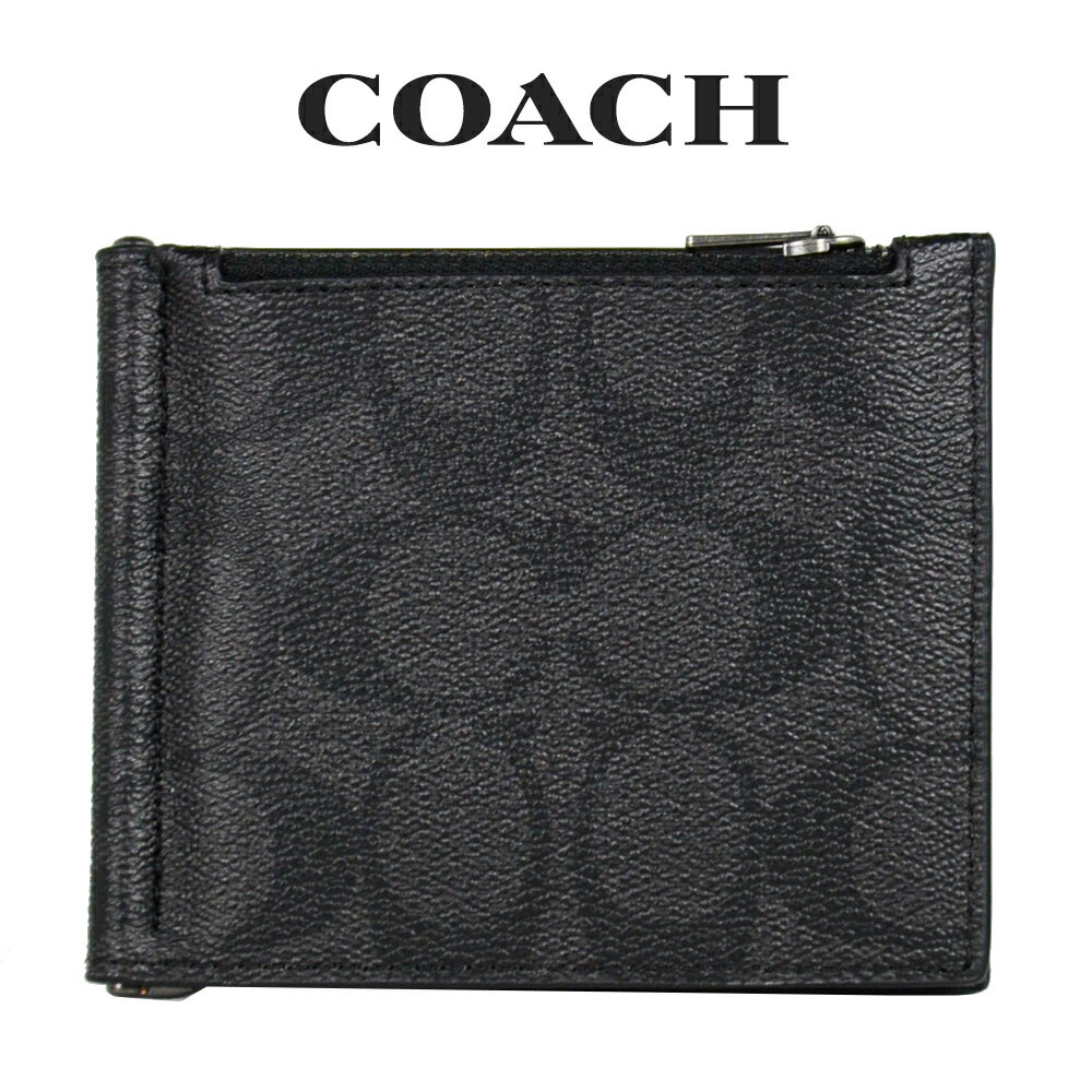 コーチ COACH アウトレット メンズ 財布 二つ折り財布 C8273 QBLWO(ブラック×ブラック) シグネチャー