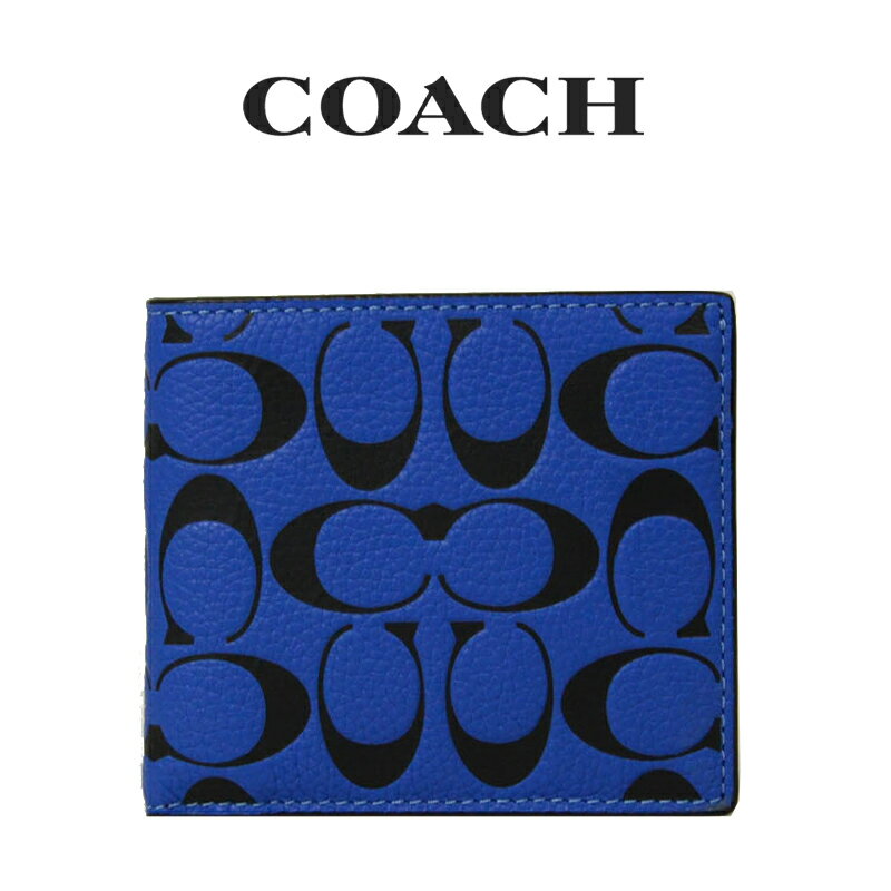 コーチ コーチ COACH アウトレット メンズ 財布 二つ折り財布 CA297 TXV(ブルー フィン×ブラック) シグネチャー