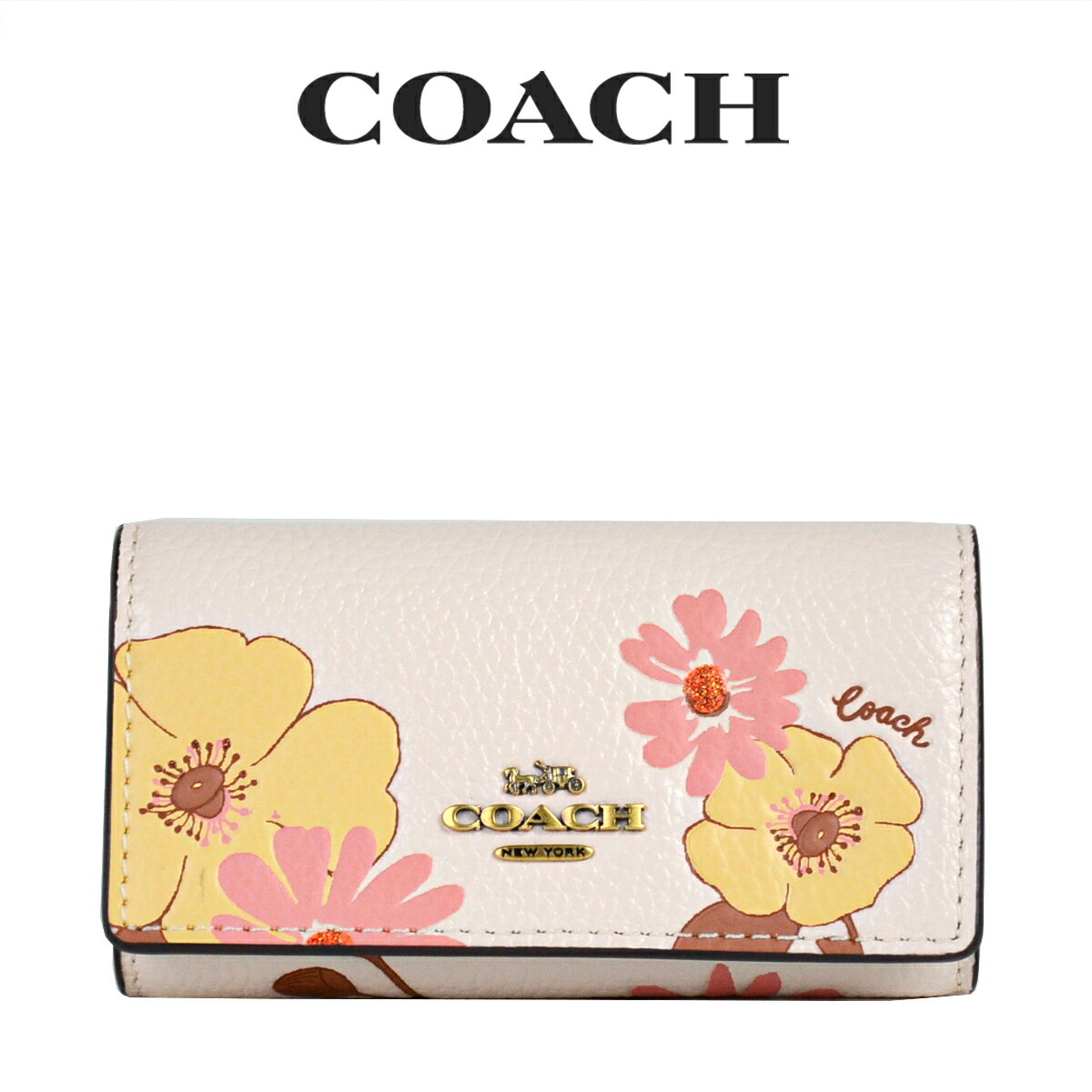 コーチ（COACH) ★ コーチ COACH アウトレット レディース 小物 キーケース C9035 B4CAH(ブラス×チョーク マルチ) 花柄【在庫処分】