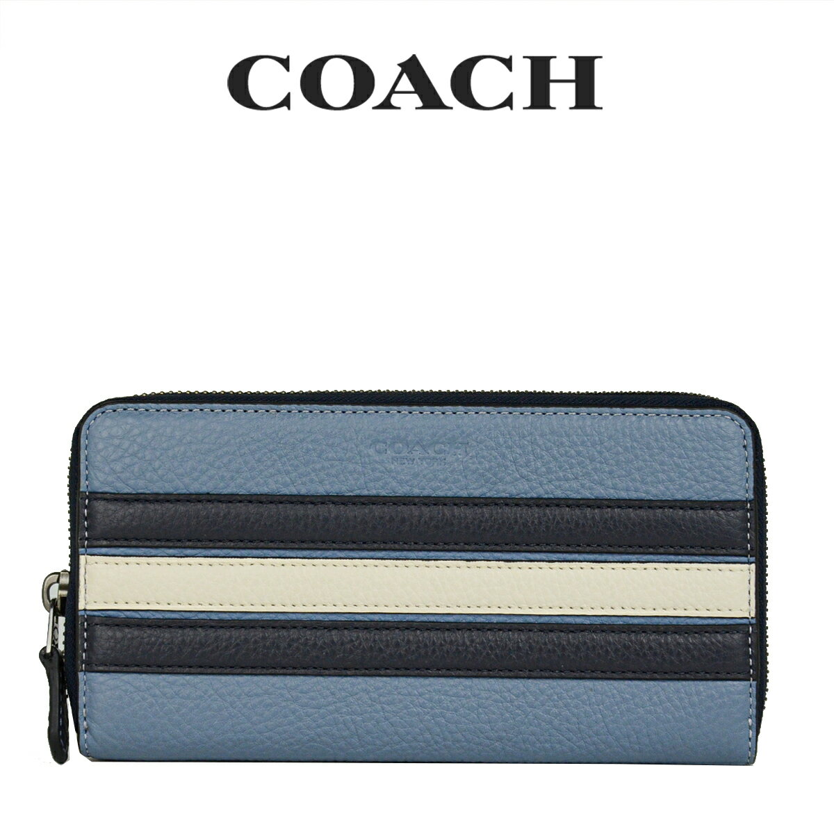 コーチ COACH アウトレット メンズ 財布 長財布 CB930 QBUOS(インディゴ×ミッドナイトマルチ) ブルー ストライプ【FKS】