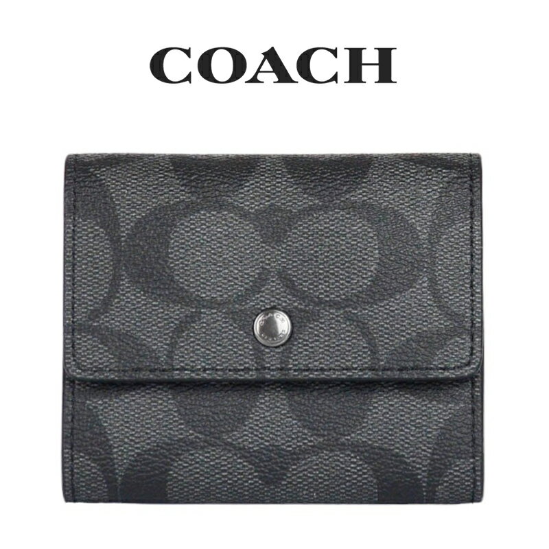 コーチ COACH アウトレット メンズ 財布 コインケース CR770 QBMI5(チャコール×ブラック) シグネチャー