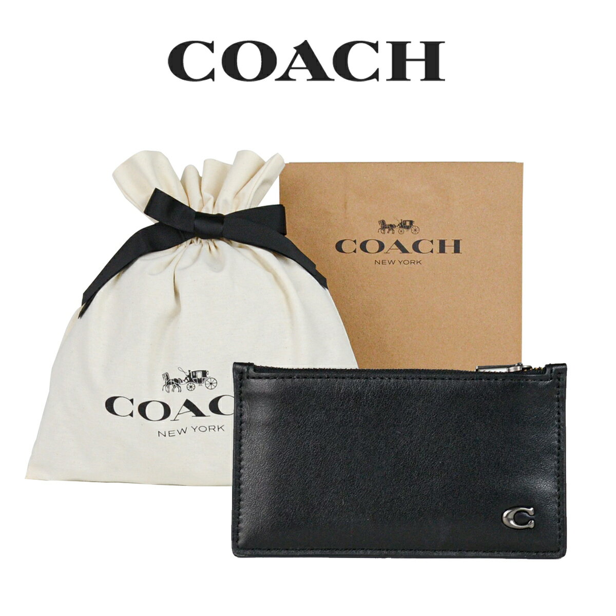 ★ 【コーチ箱＆紙袋付き・ラッピング済み】 ギフトセット コーチ COACH アウトレット メンズ 小物 カードケース 32073 BLK(ブラック) ブラック